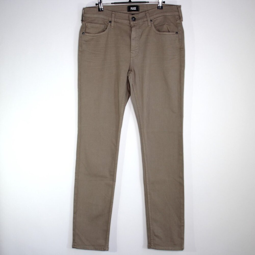 PAIGE Slim Straight Jeans in Khaki/Tan